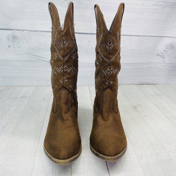 Cinak Women CO87 Microfiber Fabric Maya Design Pull On Cowboy Boots Size 6.5 M - Picture 3 of 13